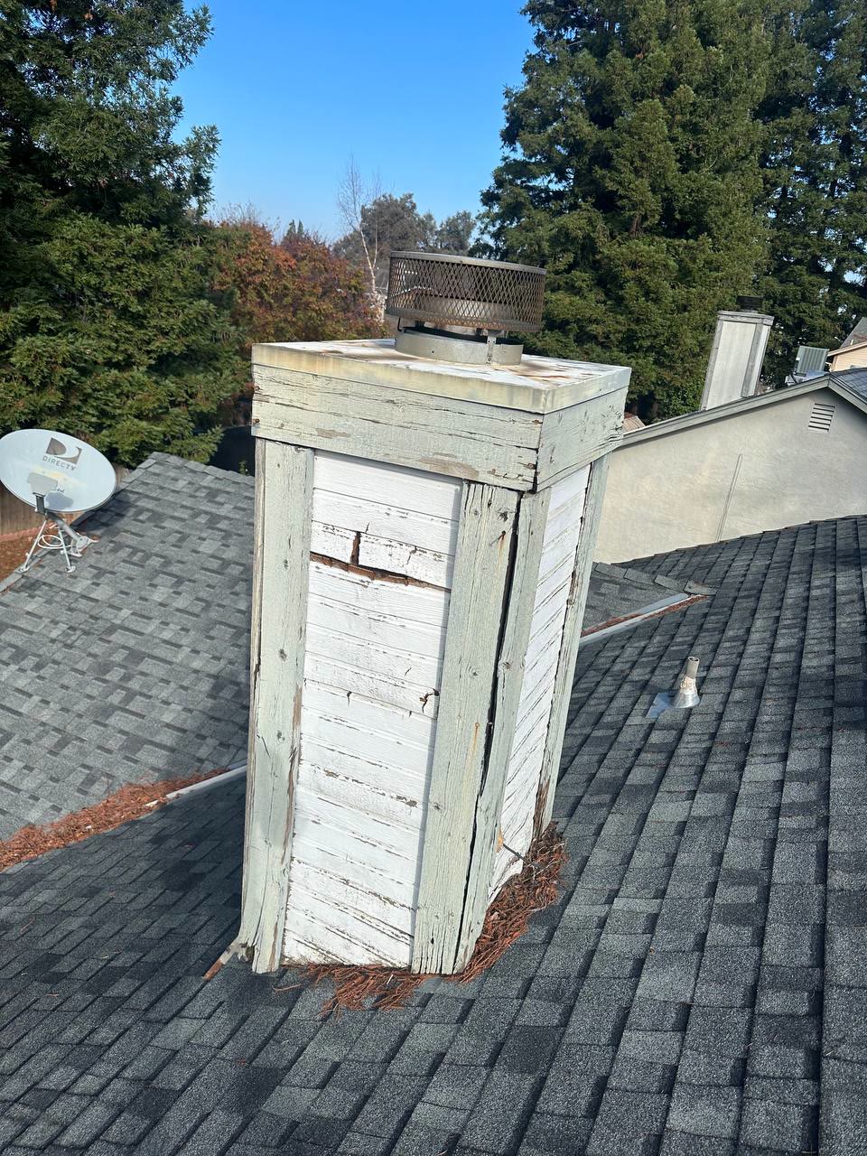 Chimney chase restored, before