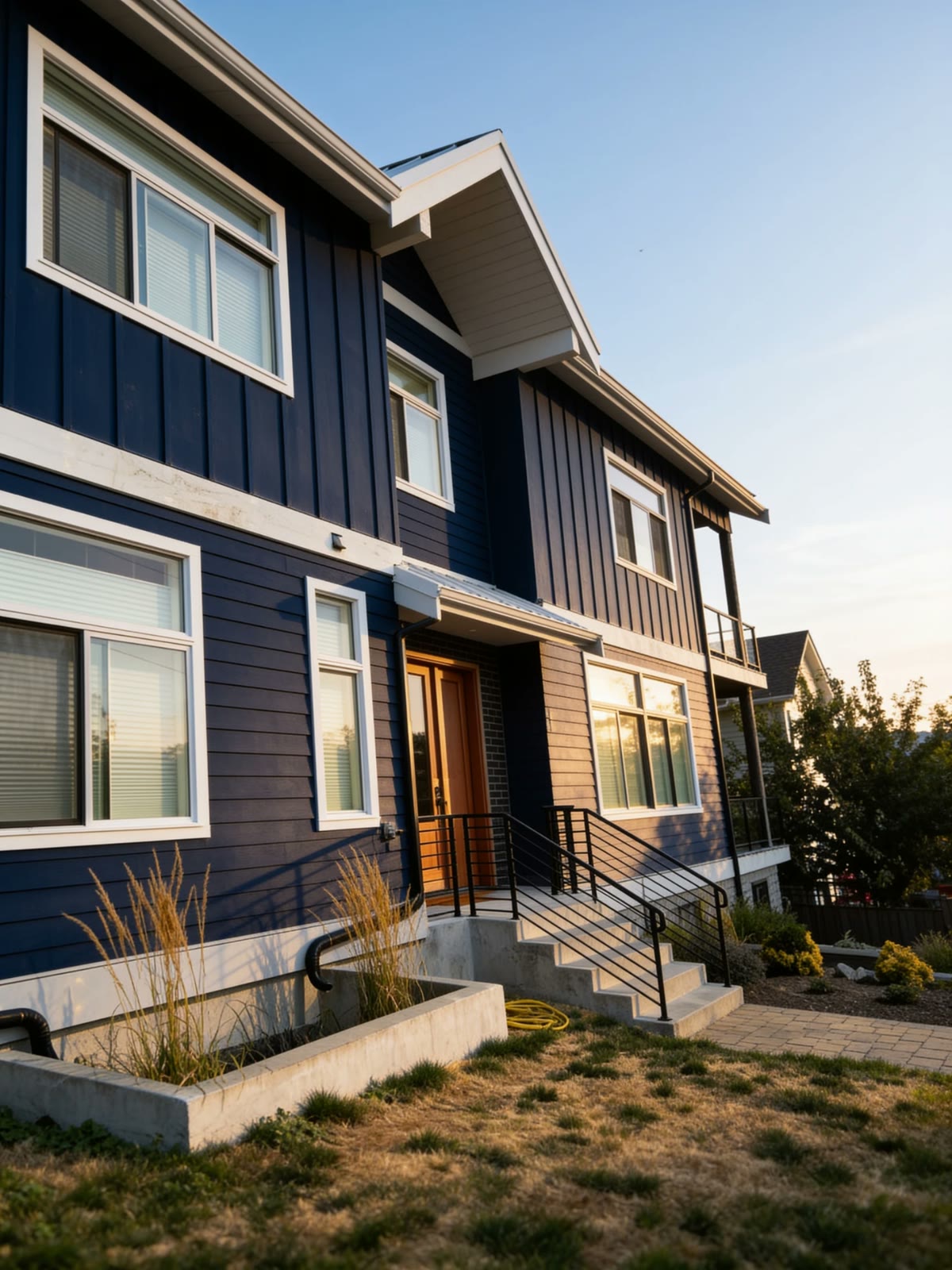 Whole house, navy and white, after